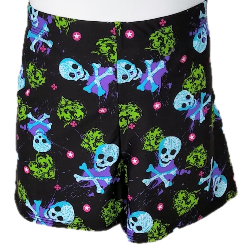 NWT GymGear Dance / Gymnastics Shorts - Hearts & Skulls Print - Child XL